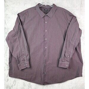 Apt. 9 Shirt Men's 4XB Maroon Striped Long Sleeve Button Up Casual Professional